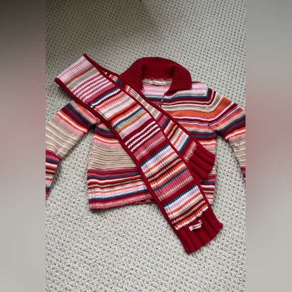 Jackpot Daughter cotton button up cardigan & matching scarf. Size US8 EU122/128 - Picture 8 of 11